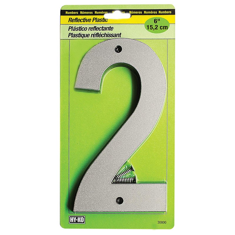 Hy-Ko 6â€ Classic Reflective Plastic House Number, Modern Raised Numbers for Exterior House, Durable Convenient Marking for Home Address with Included Mounting Hardware for Simple Installation - Image 1